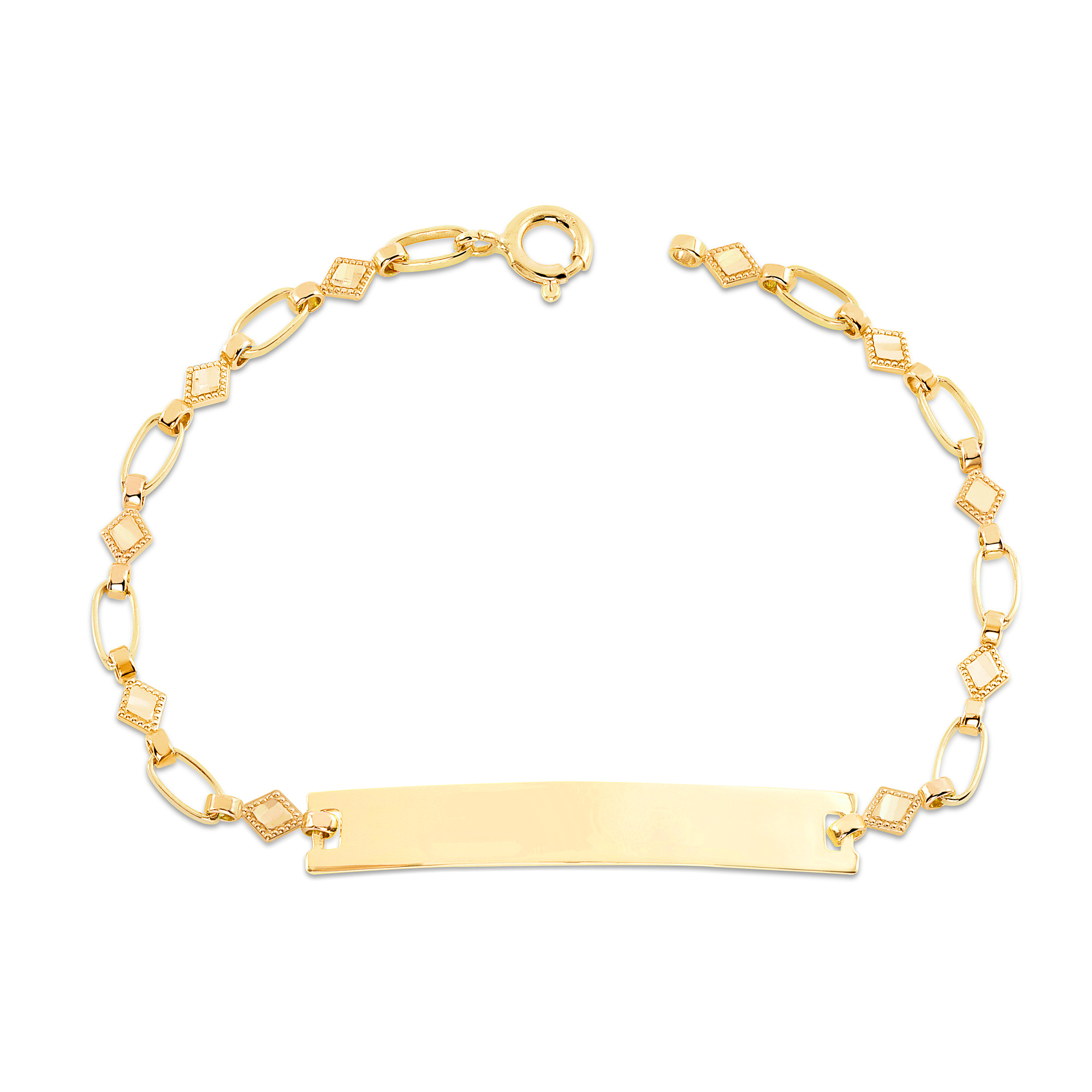 American Designs 14K Yellow Gold Geometric ID Bracelet, 6.5"7