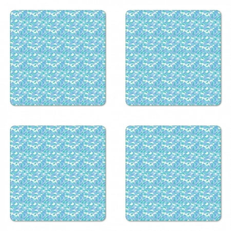 

Geometric Coaster Set of 4 Drop-Shaped Curls and Half Circles Geometric Forms Contemporary Mosaic Pattern Square Hardboard Gloss Coasters Standard Size Multicolor by Ambesonne