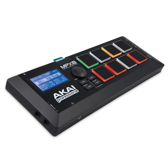 AKAI Professional MPX8 - Controlador MIDI y lanzador de samples portátil USB con 8 pads sensibles a