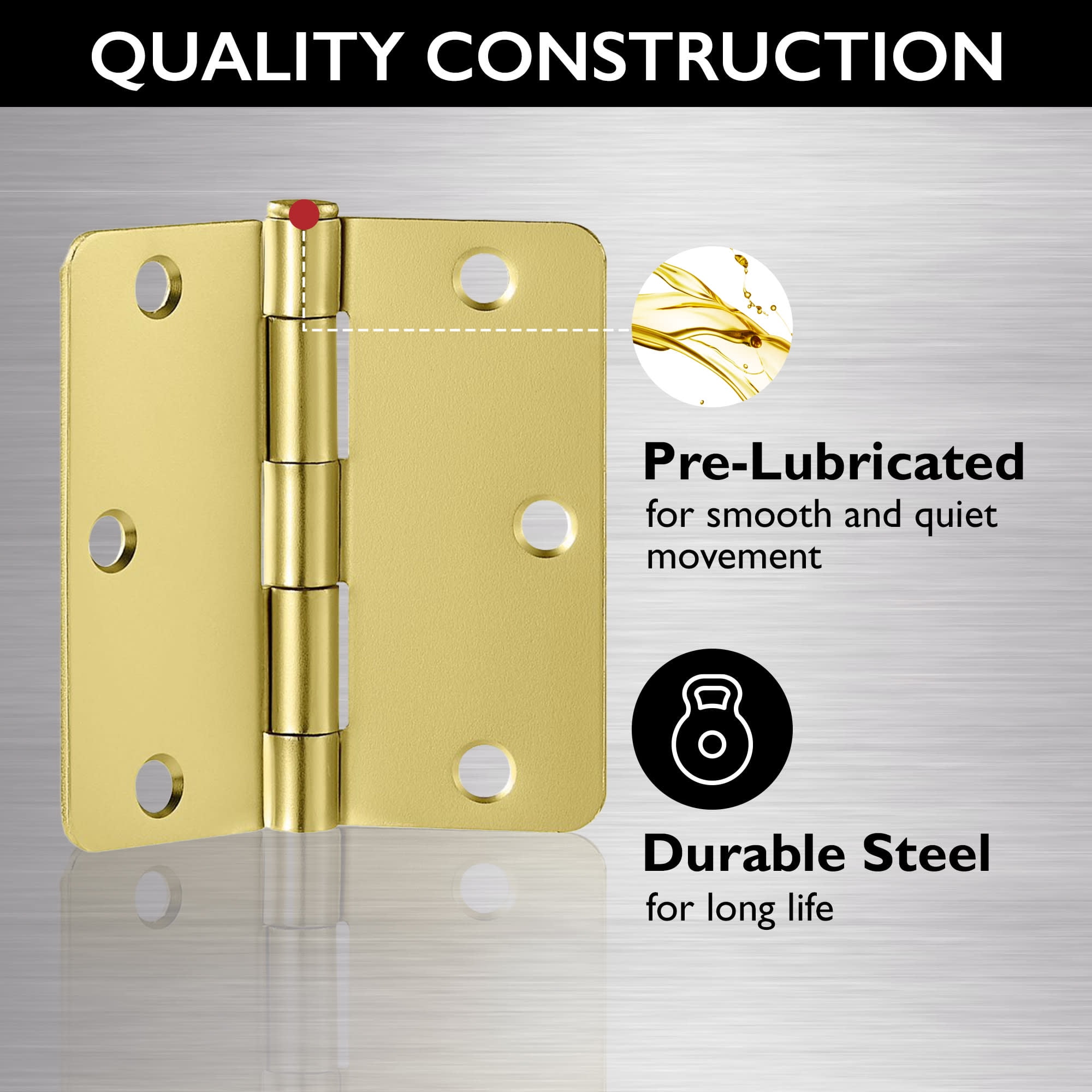 Design House Steel Rounded Standard Fit Interior Door Hinges (6-Pack)