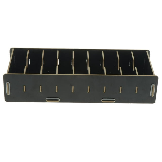 veasfak 9 Dividers Name Card Wooden Case Office Desktop Storage Organizer Box Black