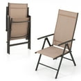 thumbnail image 6 of Gymax 4PCS Patio Folding Dining Chair w/ 7-Level Adjustable High Backrest for Garden Brown, 6 of 8