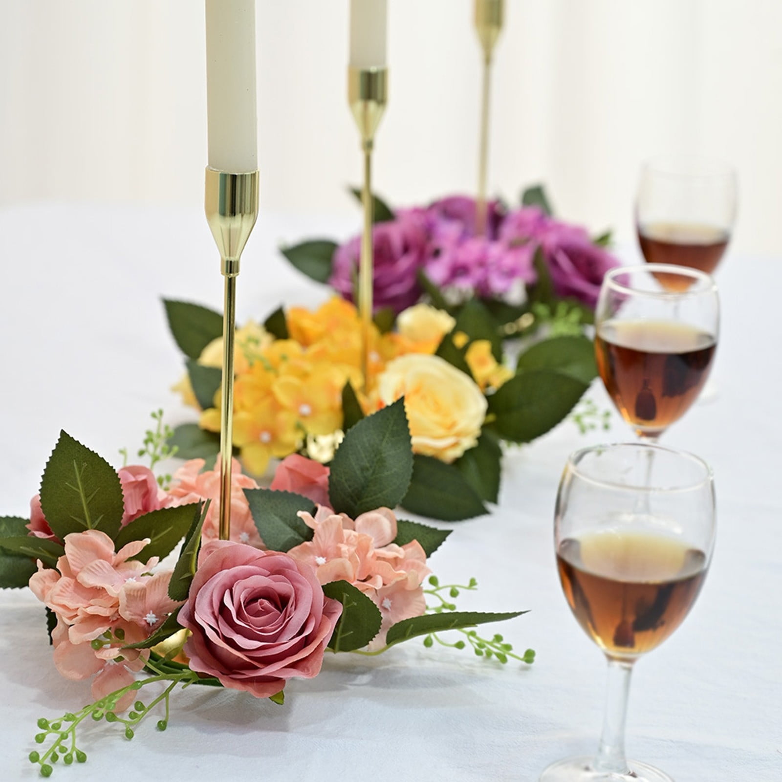 Artificial Flowers - Household Imitation Clearance! FNGZ Artificial Flower 1Pc A, Simulation Rose Wreath 20Cm Candlestick Wreath Christmas Decoration Window Prop Table Wedding Decoration Flowers