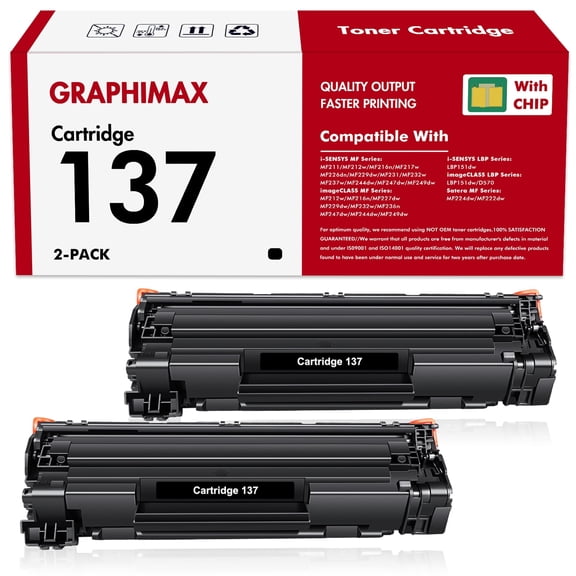 GraphiMax 137 Toner Cartridges for Canon 137 CRG137 for Canon imageCLASS MF230 MF242dw MF244dw MF232dw MF236n MF247dw Printer (2 Black)
