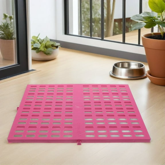 Raindrops Universal Fit Pink Plastic Pet Cage Mat Easy Clean Ventilated 3Pcs
