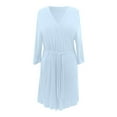 thumbnail image 4 of Lixiuxyad Soft And Cozy Kimono Robe Bathrobe For Spa And Wear At Home,Blue, 4 of 4