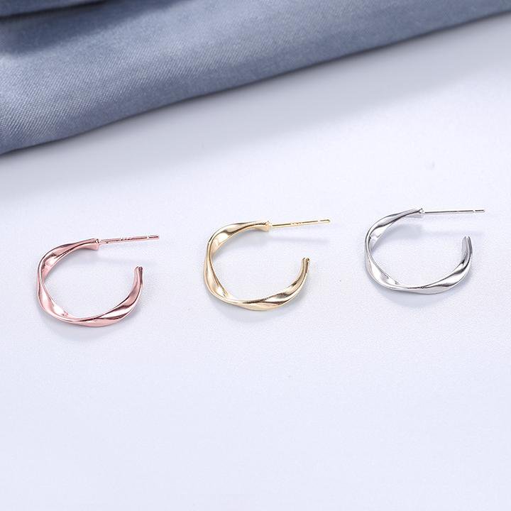 Boucles D'oreilles Créoles En Argent Sterling 925 Avec Zircon Ovale - Occasion - Style Huggie Cerclé