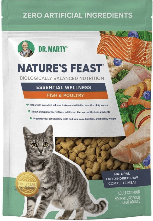 Dr. Marty Nature's Feast Essential Wellness Fish & Poultry Freeze Dried Raw Cat Food, 5.5-oz (3 Pack)