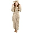 thumbnail image 3 of Kids Fleece Zip Up Hooded Jumpsuit Winter Costume for Girls, 3 of 7
