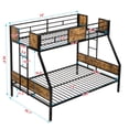 thumbnail image 3 of Bunk Bed Twin Over Full with Trundle, Metal Loft Bed with 2 Side Ladders, Twin Size Trundle Bed with Wheels, Space-Saving, No Box Spring Needed, Black+Brown, 3 of 7