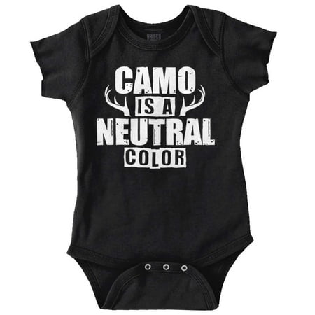 

Camo is a Neutral Color Cute Hunter Romper Boys or Girls Infant Baby Brisco Brands 24M