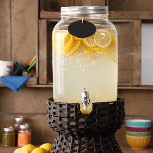 The Pioneer Woman Simple Homemade 2 Gallon Drink Dispenser with Wicker