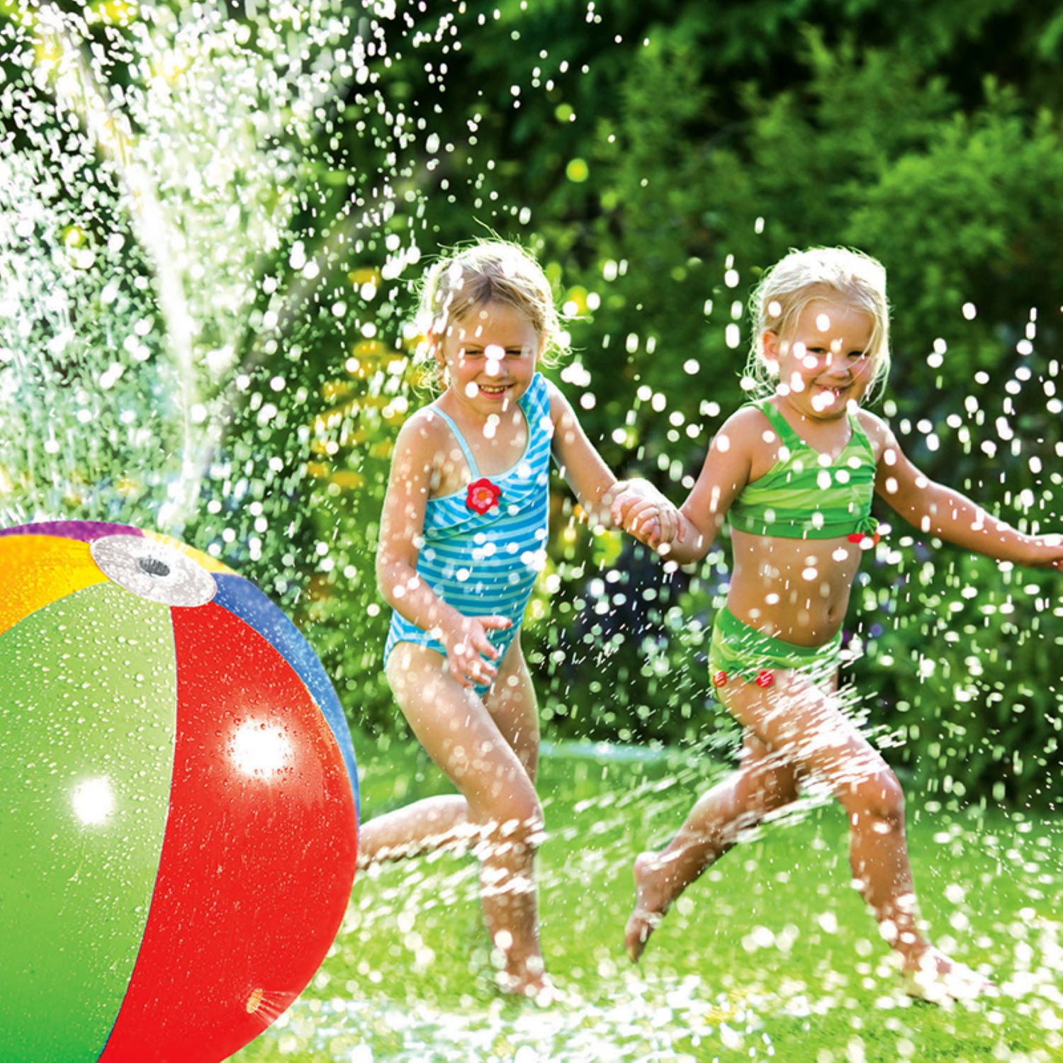 Swim Central Inflatable 6-Panel Splash and Spray Sprinkler Ball - 35