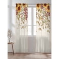 thumbnail image 2 of Fall Sheer Curtains 84 inches Long, Eucalyptus Leaf Autumn Leaves Sunflower Linen Light Filtering Sheer Window Curtains Rod Pocket Voile Drapes for Bedroom Living Room, 52"W x 84"L 2 Panels, 2 of 7
