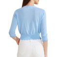 thumbnail image 3 of INSPIRE CHIC Women's Long Sleeve Ruffle Button Down Summer Casual Knit Cardigan Top M Blue, 3 of 6