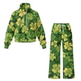 thumbnail image 4 of SCRAWLGOD St. Patrick's Day Vintage Four Leaf Clover Yellow Green Womens 2 Piece Outfits Sweatsuit Turtleneck Pullover Sweatshirt Joggers Pants Tracksuit Set Fashion Casual Matching Lounge Sets, XL, 4 of 7