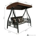 thumbnail image 4 of Sunnydaze Steel 3-Seat Deluxe Patio Swing with Canopy and Cushions, Brown, 4 of 9
