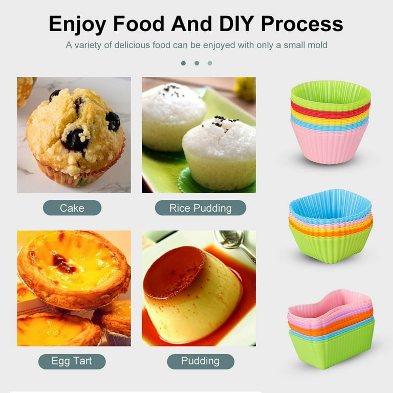Nyidpsz 40pcs Silicone Cupcake Cups Reusable Lunch Box Dividers 3 Shapes  Non-Stick Cake Molds for Baking Cooking Christmas Thanksgiving Birthday  Ceremony Party 