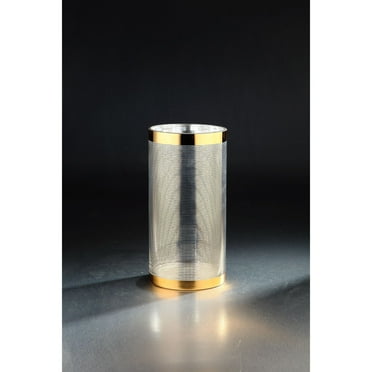 CC Home Furnishings 12" Gold and Clear Striped Cylindrical Glass Vase