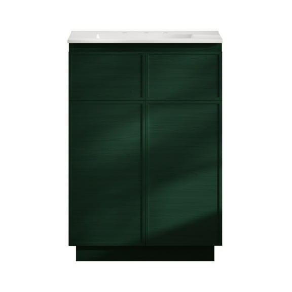 St. Tropez 24" Freestanding Bathroom Vanity in Green Oak with 3-Hole Widespread Sink Top