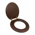thumbnail image 3 of Renovators Supply Dark Oak Wooden Toilet Seat Round Toilet Seat w/Brass PVD Hinges and Non Slip Bumper, 3 of 7