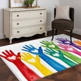thumbnail image 3 of Cartoon Colorful Hands Area Rugs 4x6 ft Cute Watercolor Hands with Love Heart Washable Rug Non Slip Indoor Carpet Absorbent Floor Mat for Living Room Bedroom Dining Room, 3 of 9