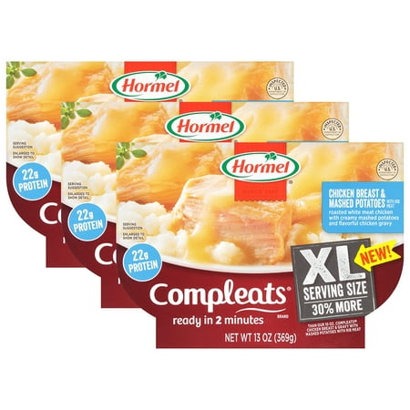 (3 Pack) Hormel Compleats XL Chicken Breast & Mashed Potatoes, 13 (Best Way To Cook Canned Potatoes)