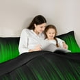 thumbnail image 5 of jejeloiu Neon Geometric Stripe Twin Comforter Sets,Green Lines Bedding Set For Adults Reversible 2pcs, 5 of 8