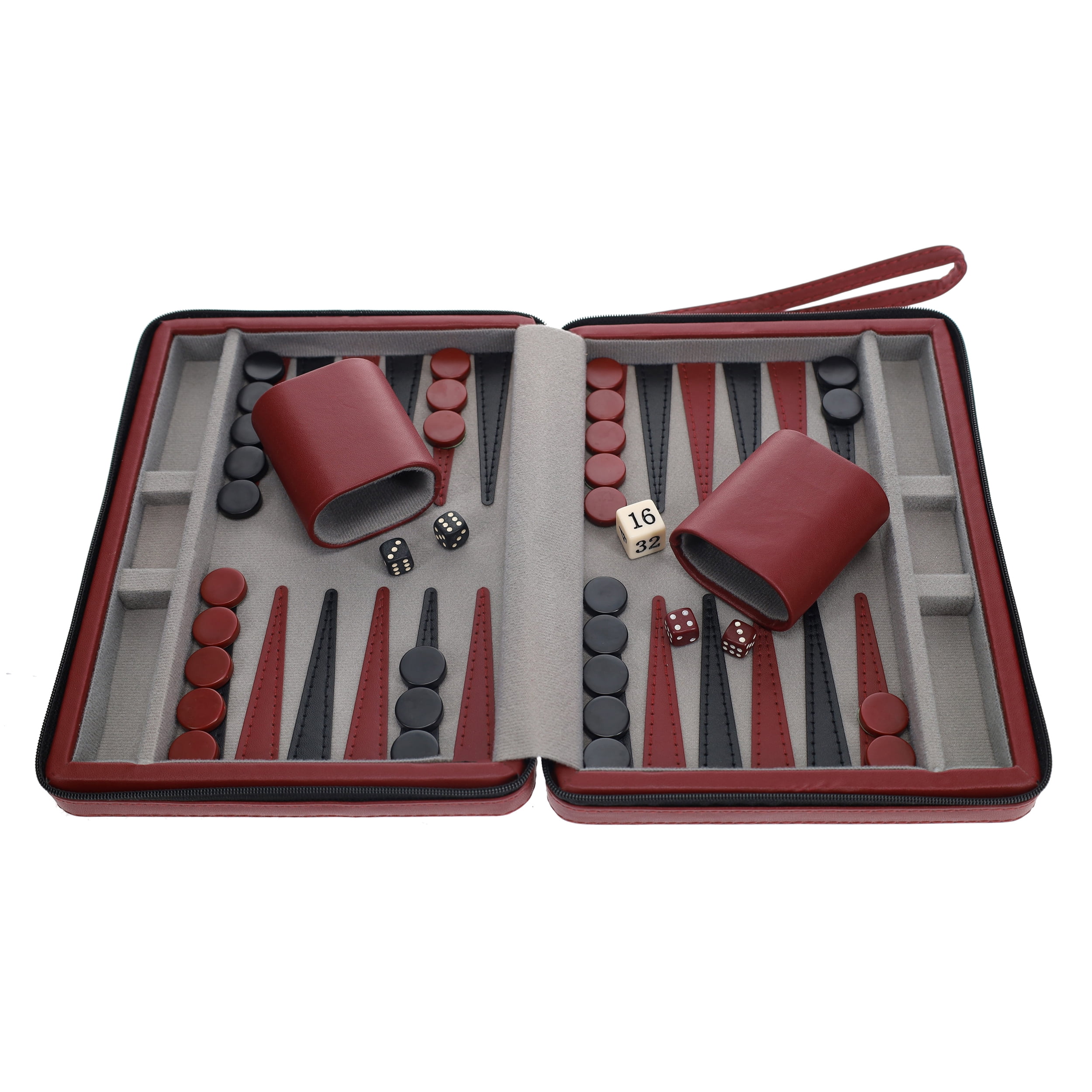 WE Games Magnetic Backgammon Set with Leatherette Case - Travel Size