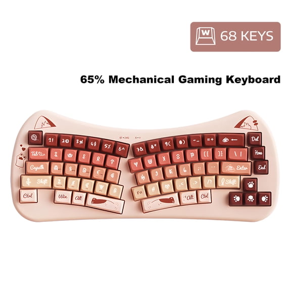 GJX Cute Keyboard,Cat Ear Design Colorful Keyboard,Minimalist Layout, Long Battery Life 65% Keyboard Mechanical Keyboard for Mechanical Keyboard Enthusiasts