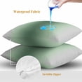 thumbnail image 4 of Sage Green Grey Ombre Throw Pillow Covers 18x18 Inch Set of 2, Modern Abstract Art Gradient Waterproof Outdoor Pillow Covers, Decorative Cushion Pillowcases for Couch, Sofa, Bed, Garden, Patio, 4 of 9