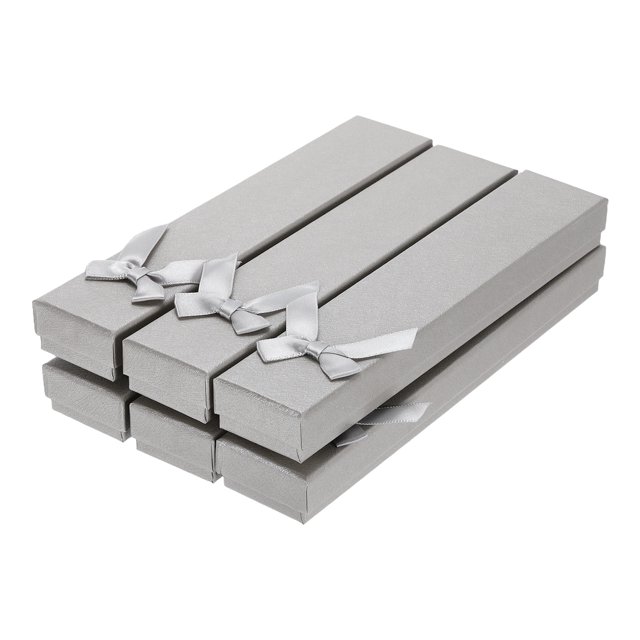 Uxcell 8.3x1.6x0.9 Inch Jewelry Gift Box, 6 Pcs Cardboard Pure Long Necklace Box, Gray