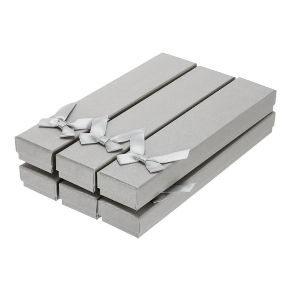 Uxcell 8.3x1.6x0.9 Inch Jewelry Gift Box, 6 Pcs Cardboard Pure Long Necklace Box, Gray