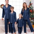 thumbnail image 2 of Family Matching Pajamas - Silk Matching Pajamas for Family Striped Button Down Shirt and Pants Silky Satin Xmas Pjs Sets Holiday Pajamas for Family Valentine's Day Gift, 2 of 7