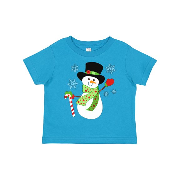 Inktastic Christmas Snowman in Top Hat with Candy Cane Boys or Girls Toddler T-Shirt