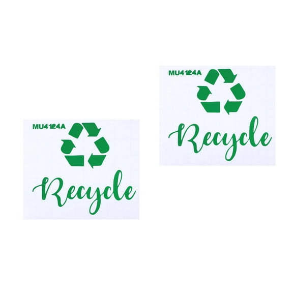 Set of 2 Trash Can Stickers Recycle Waterproof Outdoor Green
