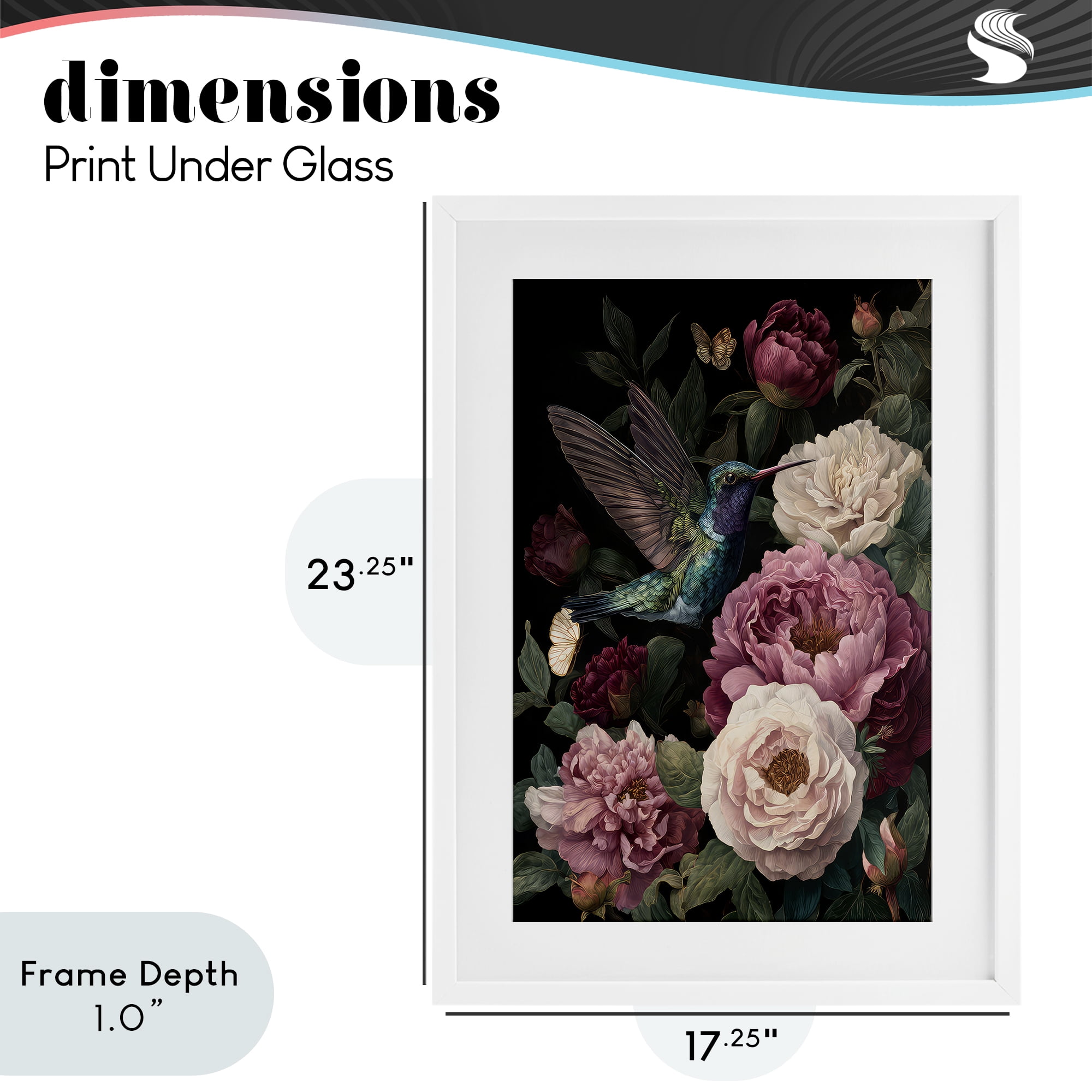 Stupell Industries Hummingbird & Lush Peonies White Framed Print Under Glass, design by The Wands Want