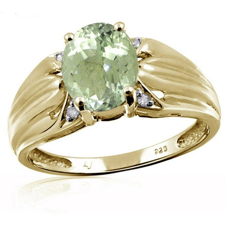 JewelersClub 1.90 Carat T.W. Green Amethyst Gemstone and 1/20 Carat T.W. White Diamond Ring
