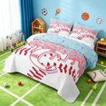 thumbnail image 3 of Manfei Cartoon Baseball Quilt King, Kawaii Letter CKing Coverlet Set, Pink Light Blue C, Polka Dots Reversible 3pcs, 1 Bedspread and 2 Pillowcases, 3 of 7