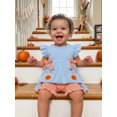 thumbnail image 6 of RUINIXCW Toddler Baby Girl Halloween Thanksgiving Outfit Infant Baby Girls Summer Fall Clothes Turkey Pumpkin Flying Sleeve Babydoll Shirt Tops and Shorts Set, 6 of 9