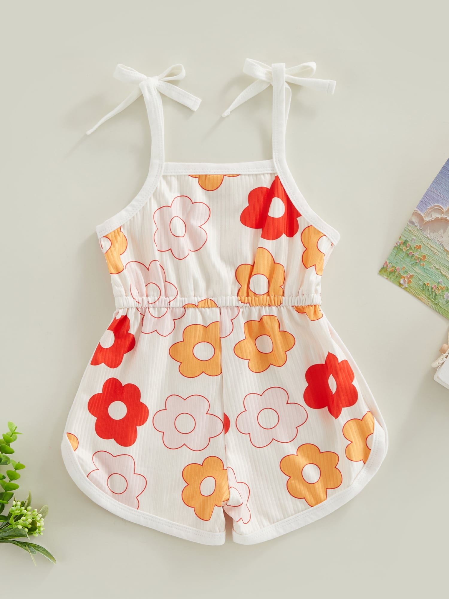 Summer Clothing for Infant Toddler Baby Girls Fly Sleeve Solid Bowknot Romper Jumpsuit (A, 18-24 Months