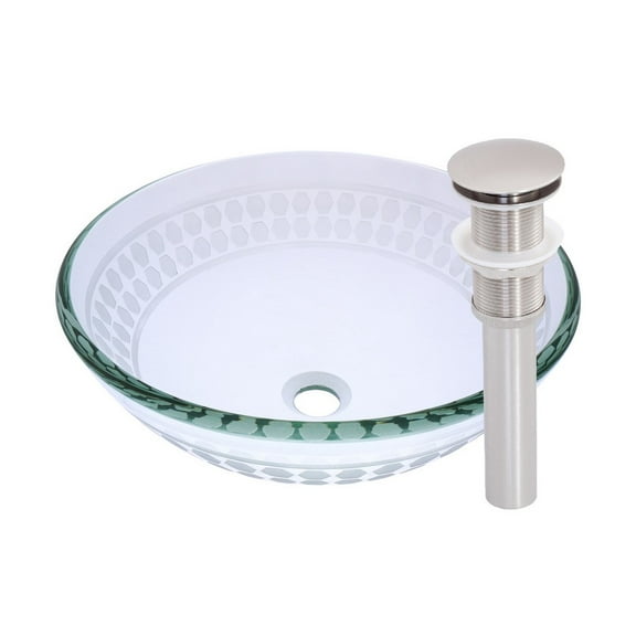 Novatto TIS-158BN Imponeren Glass Vessel Bathroom Sink Set, Brushed Nickel