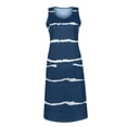thumbnail image 2 of Fangasis Ladies Shift Sundress Sleeveless Tank Dresses Striped Printed Tunic Midi Dress Women Loose Boho Work Navy Blue S, 2 of 6
