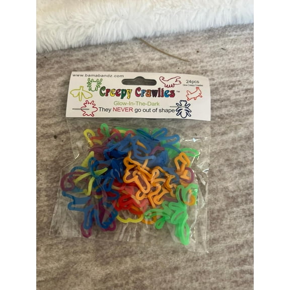 Bama Bandz Silly Bands Creepy Crawlies Glow Bands Shapes Elastic Bracelets - (24 Pack)