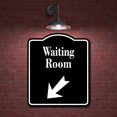 thumbnail image 2 of Waiting Room 45 Degree Down Left Arrow BLACK Aluminum Composite Sign, 15"x18", 2 of 9