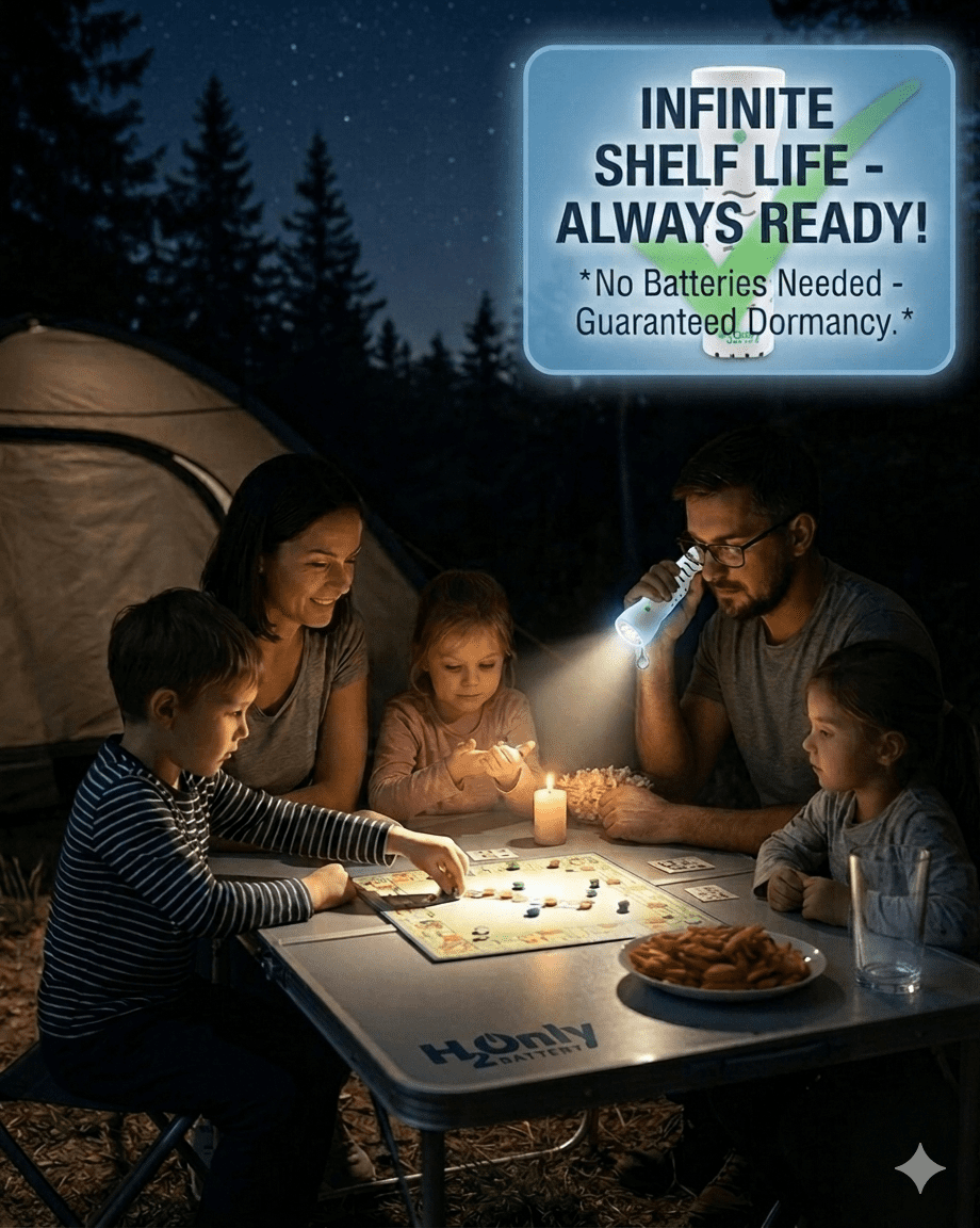 H2OnlyBattery Flashlight - No Batteries Needed - Water Powered (or Any Liquid)- No Expiration Date - 67 Lumens, Emergency Light - Last up to 1500 Hours-White