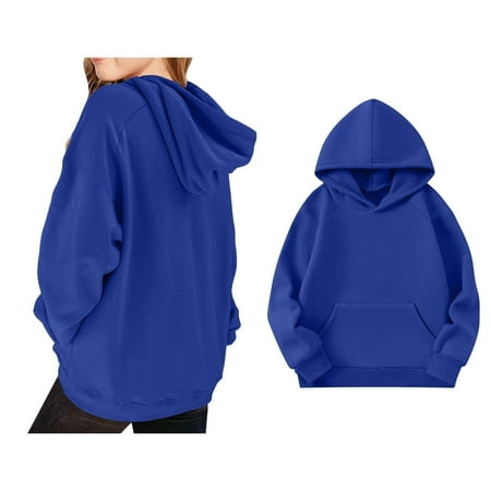 Kids Hoodies for Girls Kids Blue Hoodies Casual Long Sleeve Hoodie Sweatershirt Pullover Fall Clothes Boys 9-10 Years Clothes