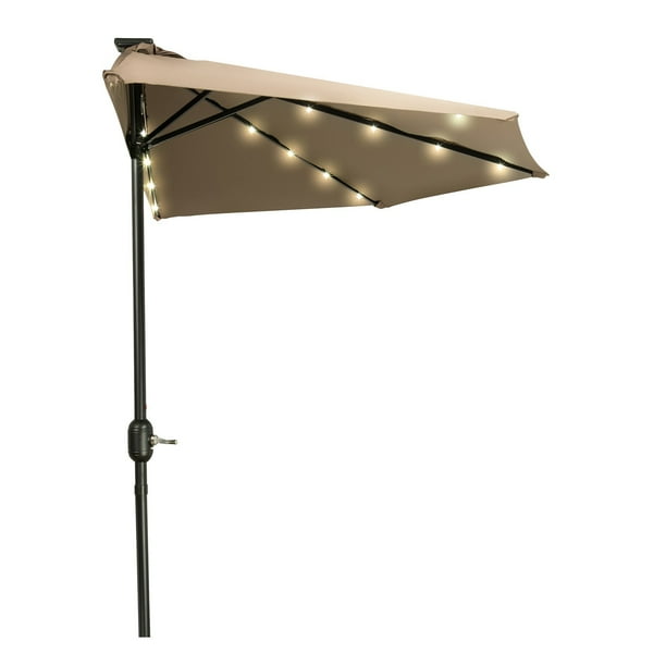9' Patio LED Half Umbrella LED Solar Powered by Trademark Innovations
