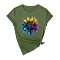 thumbnail image 3 of NAMTYQX Womens Tshirts Cotton Loose Fit Soft Oversized Short Sleeve Boyfriend Stretch Gemusterte Print Scoop Neck Basic Cute Summer Tops for Women Army Green Size 2XL, 3 of 5