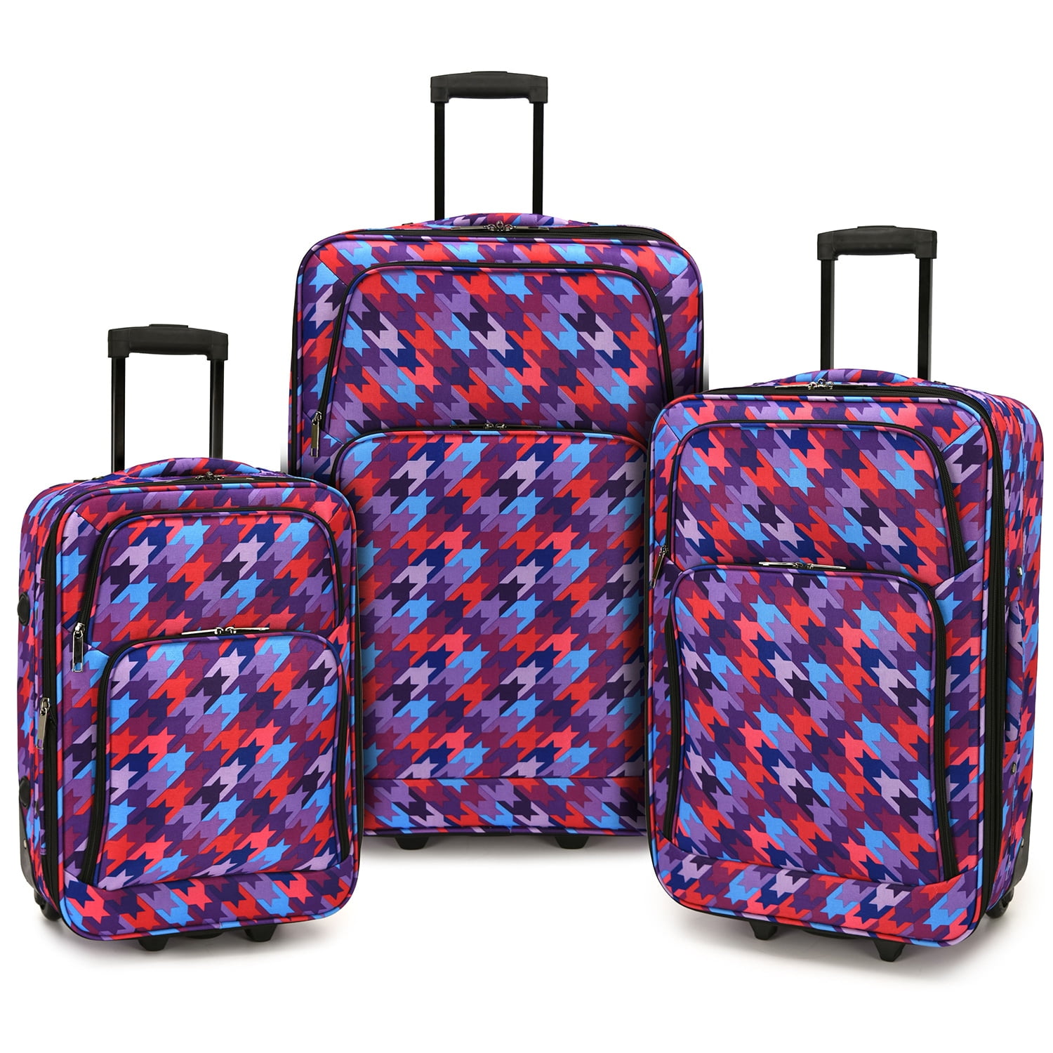 Houndstooth 3Piece Expandable Rolling Luggage Set